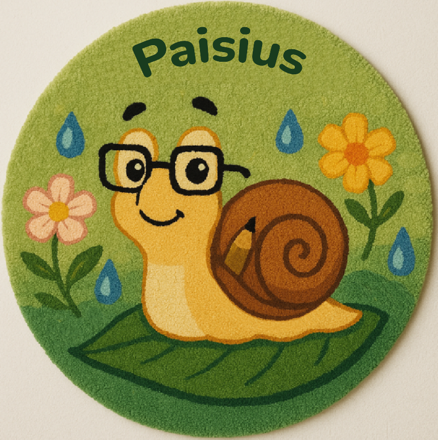 Handgefertigter personalisierter Schnecken-Wollteppich aus 100 % natürlicher Wolle mit rutschfester Latexrückseite