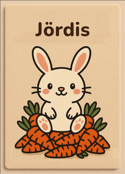 Personalisierter Kinderteppich Hase aus 100 % Schurwolle mit individuellem Namen, handgetuftet, 3D-Details