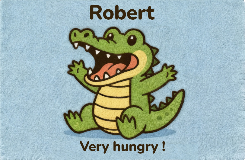 Handmade personalised crocodile wool rug made from 100% natural wool with non-slip latex backing