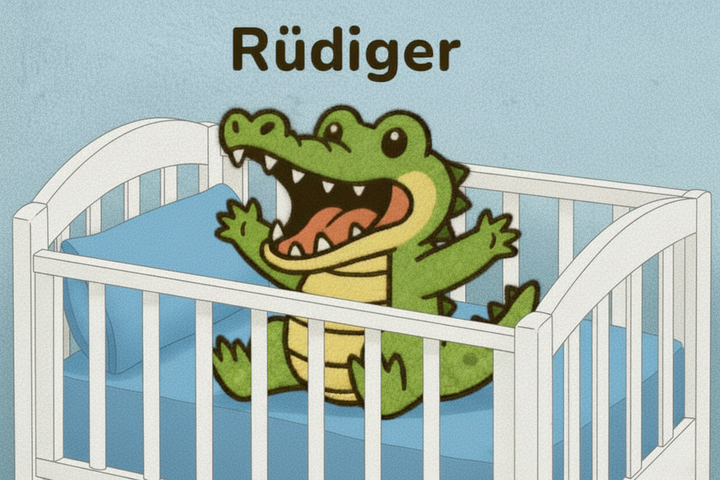 Personalisierter Kinderteppich Krokodil aus 100 % Schurwolle mit individuellem Namen, handgetuftet, 3D-Details