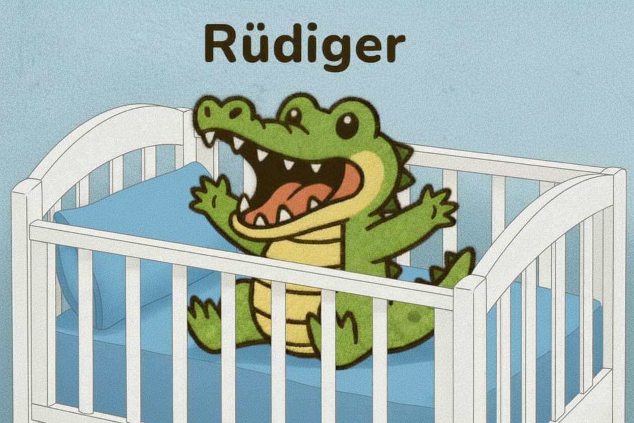 Personalisierter Kinderteppich Krokodil aus 100 % Schurwolle mit individuellem Namen, handgetuftet, 3D-Details