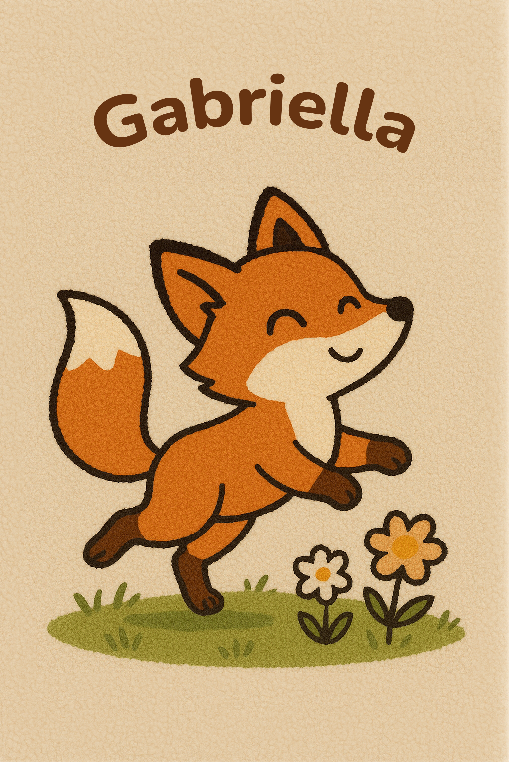 Personalisierter Kinderteppich Fuchs aus 100 % Schurwolle mit Namen, handgetuftet, 3D-Details