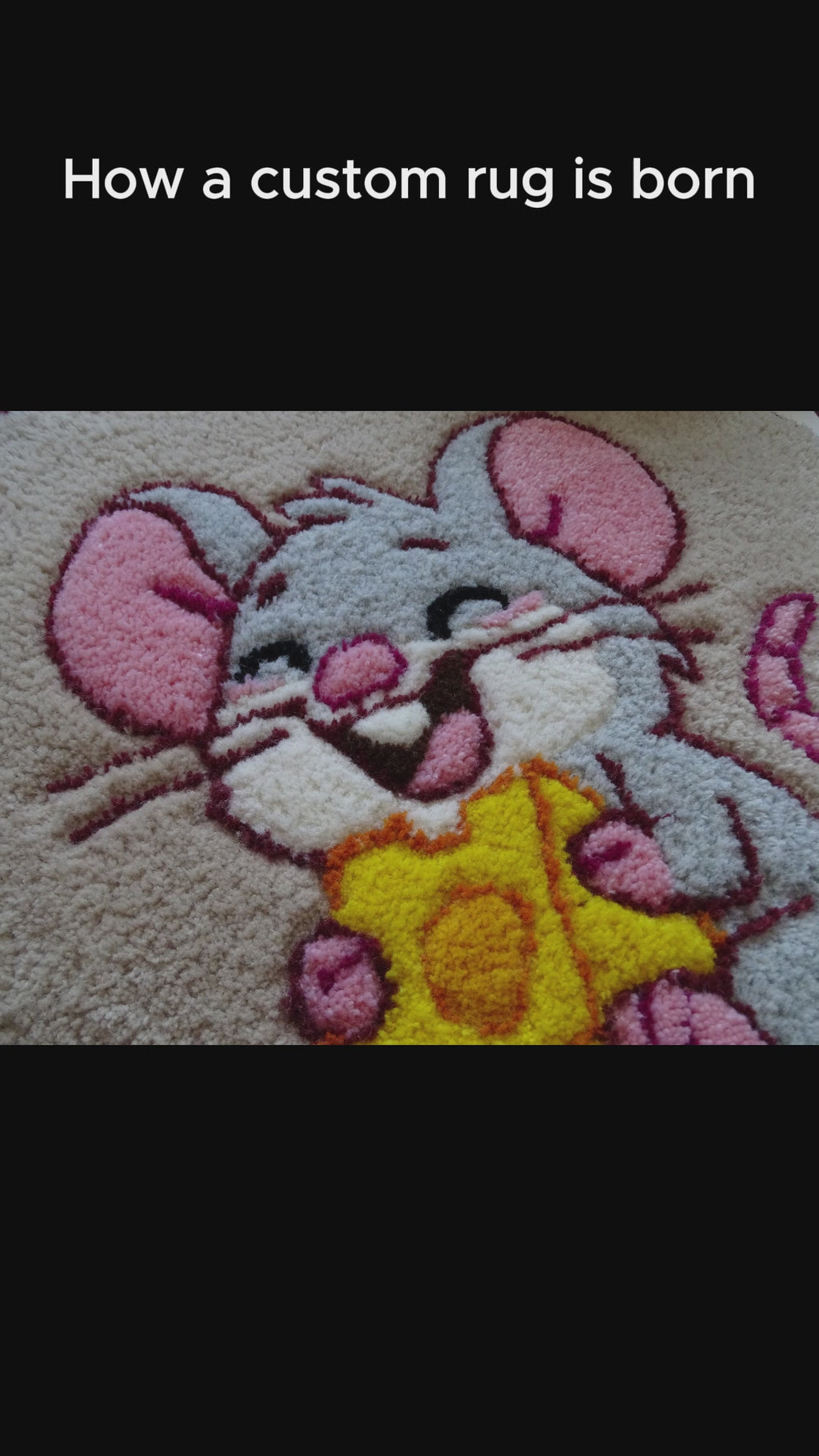 Personalised Wool Rug with Initials – Mouse Design